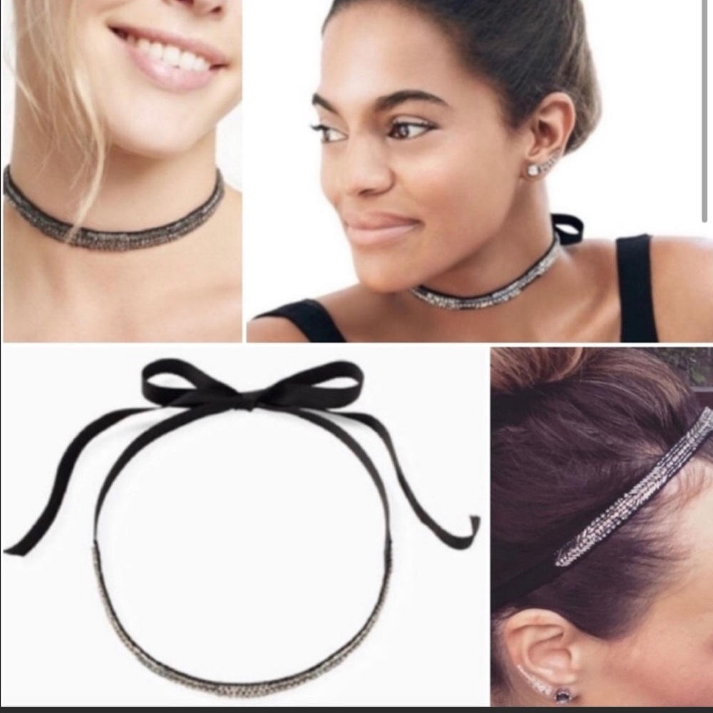 Stella & Dot Emme Emroidered Wrap Tie Chocker Necklace Headband Bracelet